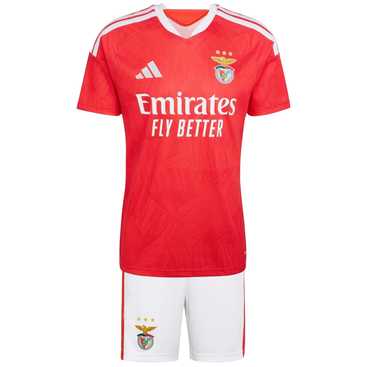 Kids Benfica Home Kit 2026/27 Kids Benfica Home Kit 2026/27 front view with red shirt and white shorts