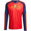Mens World Cup Spain Two Stars Champion Long Sleeve Home Jersey 2026 red and navy shirt front view with two-star crest and FIFA badge