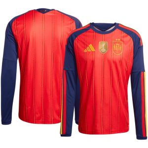 Mens World Cup Spain Two Stars Champion Long Sleeve Home Jersey 2026 rear view showing authentic team styling