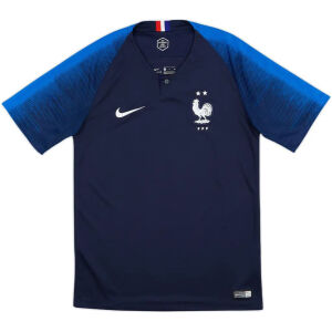 Mens France Retro Home Jersey 2018 front view in midnight navy with two-star rooster crest