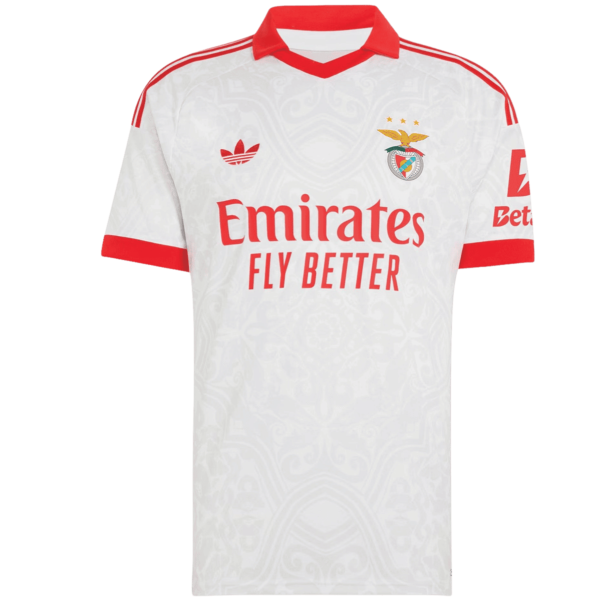 Mens Benfica Away Jersey 2026/27 Mens Benfica Away Jersey 2026/27 front view in white with red polo collar