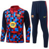 Mens Barcelona Half-zip Colorful Grid Training Kit Suit 2026/27 drill top and navy pants front view