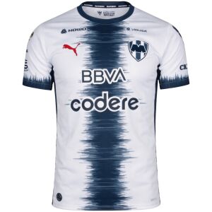 Mens Monterrey Away Jersey 2026/27 front view in white with navy soundwave center stripe and sponsor logos