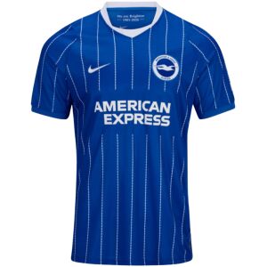 Mens Brighton & Hove Albion Home Jersey 2026/27 royal blue shirt front view with white dashed pinstripes and seagull crest