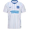 Mens Brighton & Hove Albion Away Jersey 2026/27 white shirt front view with blue dashed pinstripes and club crest
