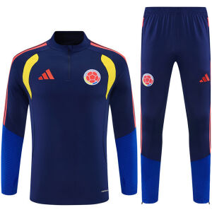 Mens Colombia Half-zip Royal Blue Training Kit Suit 2026 royal blue top and navy pants front view