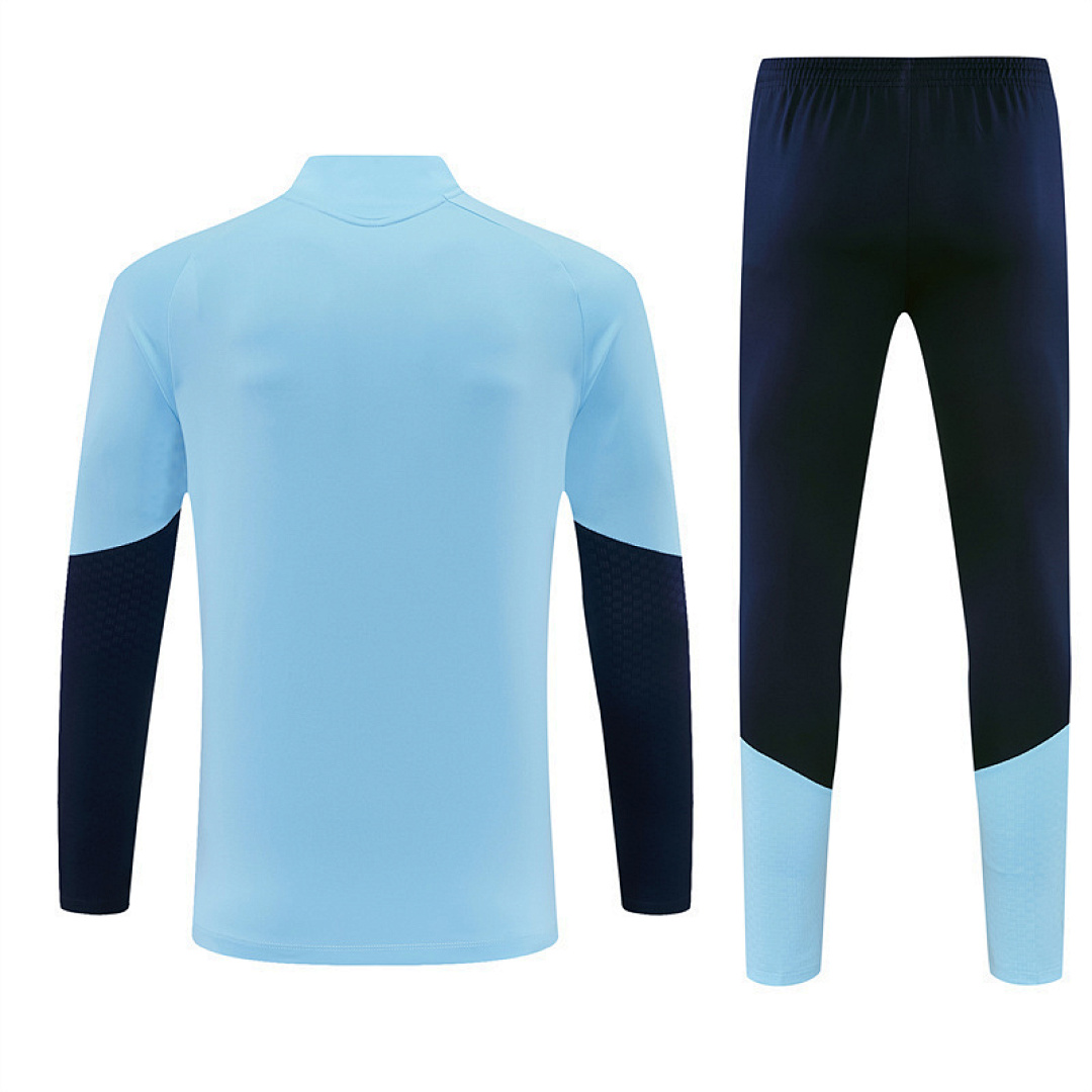 Mens Argentina Half-zip Light Blue Training Kit Suit 2026 Mens Argentina Half-zip Light Blue Training Kit Suit 2026 rear view of shirt and shorts