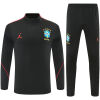 Mens Brazil Jordan Collaboration Half-zip Black/Orange Training Kit Suit 2026 black top and pants front view