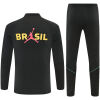 Mens Brazil Jordan Collaboration Half-zip Black/Yellow Training Kit Suit 2026 rear view of shirt and shorts