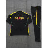 Kids Brazil Jordan Collaboration Half-zip Black/Yellow Training Kit Suit 2026 rear view of shirt and shorts