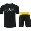 Mens Brazil Jordan Collaboration Black/Yellow Training Kit 2026 Mens Brazil Jordan Collaboration Black/Yellow Training Kit Kit 2026 rear view of shirt and shorts