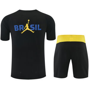 Mens Brazil Jordan Collaboration Black/Yellow Training Kit Kit 2026 rear view of shirt and shorts