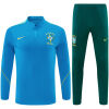 Mens Brazil Half-zip Light Blue Training Kit Suit 2026 light blue top and dark green pants front view