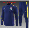 Kids Brazil Jordan Collaboration Half-zip Royal Blue Training Kit Suit 2026 royal blue drill top and pants front view