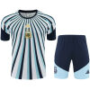 Mens Argentina Camo Blue/White Training Kit Kit 2026 sunburst striped jersey and navy shorts front view