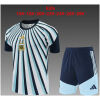 Kids Argentina Camo Blue/White Training Kit Kit 2026 sunburst striped jersey and navy shorts front view