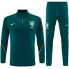 Mens Brazil Half-zip Dark Green Training Kit Suit 2026 dark green drill top and pants front view