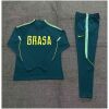 Kids Brazil Half-zip Dark Green Training Kit Suit 2026 Kids Brazil Half-zip Dark Green Training Kit Suit 2026 rear view of shirt and shorts