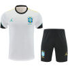 Mens Brazil Jordan Collaboration White Training Kit Kit 2026 white jersey and black shorts front view