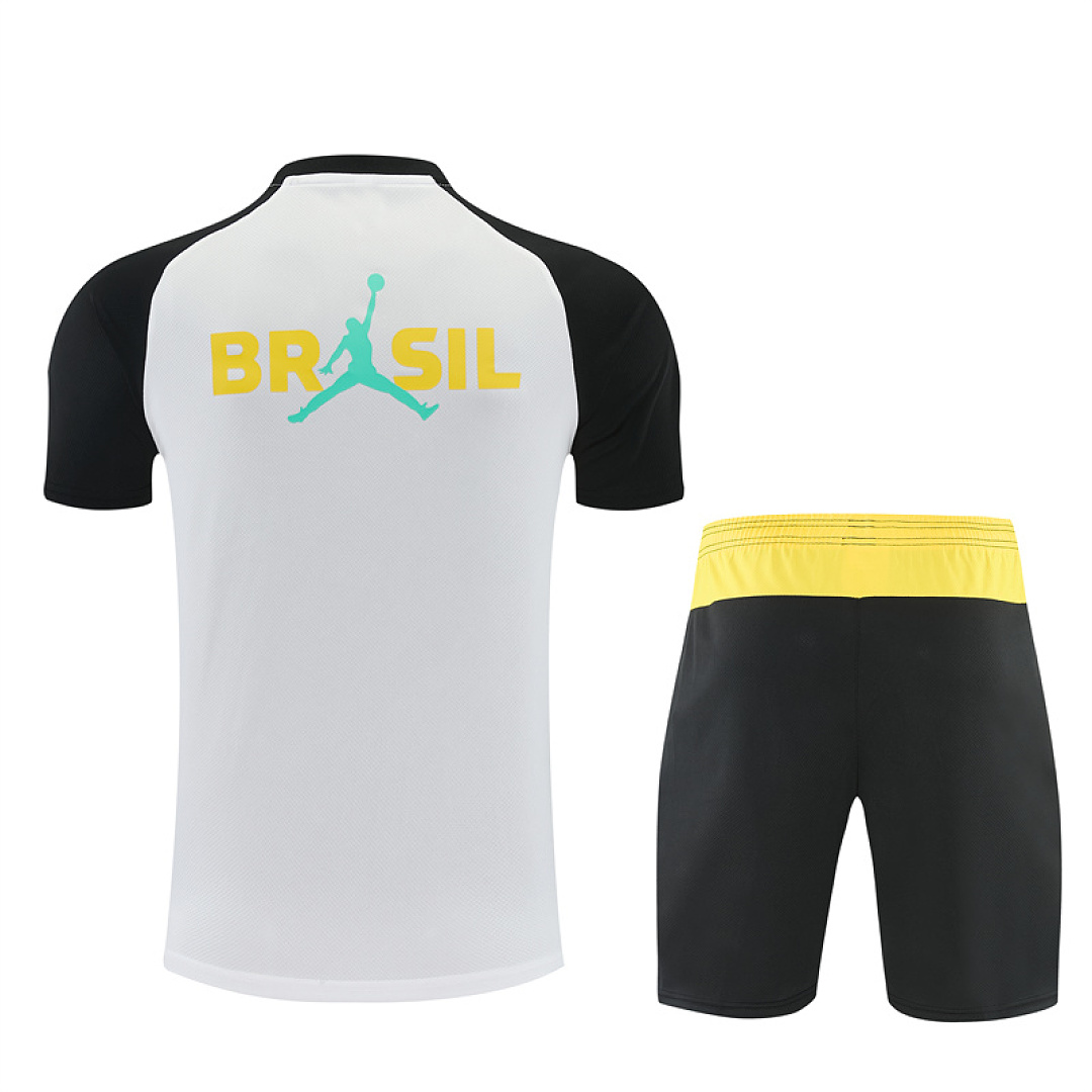 Mens Brazil Jordan Collaboration White Training Kit 2026 Mens Brazil Jordan Collaboration White Training Kit Kit 2026 rear view of shirt and shorts