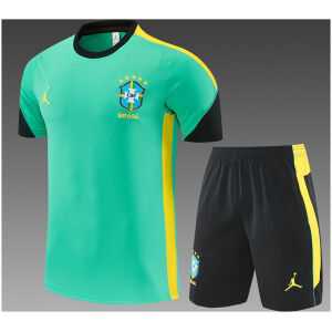 Mens Brazil Jordan Collaboration Light Green Training Kit Kit 2026 rear view of shirt and shorts