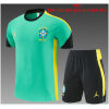 Kids Brazil Jordan Collaboration Light Green Training Kit Kit 2026 light green shirt and black shorts front view