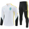 Mens Brazil Jordan Collaboration Half-zip White Training Kit Suit 2026 white top and black pants front view