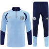 Mens Ajax Half-zip Light Blue Training Kit Suit 2026/27 light blue top and navy pants front view