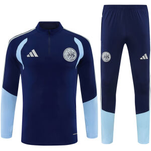 Mens Ajax Half-zip Royal Blue Training Kit Suit 2026/27 royal blue top and pants front view