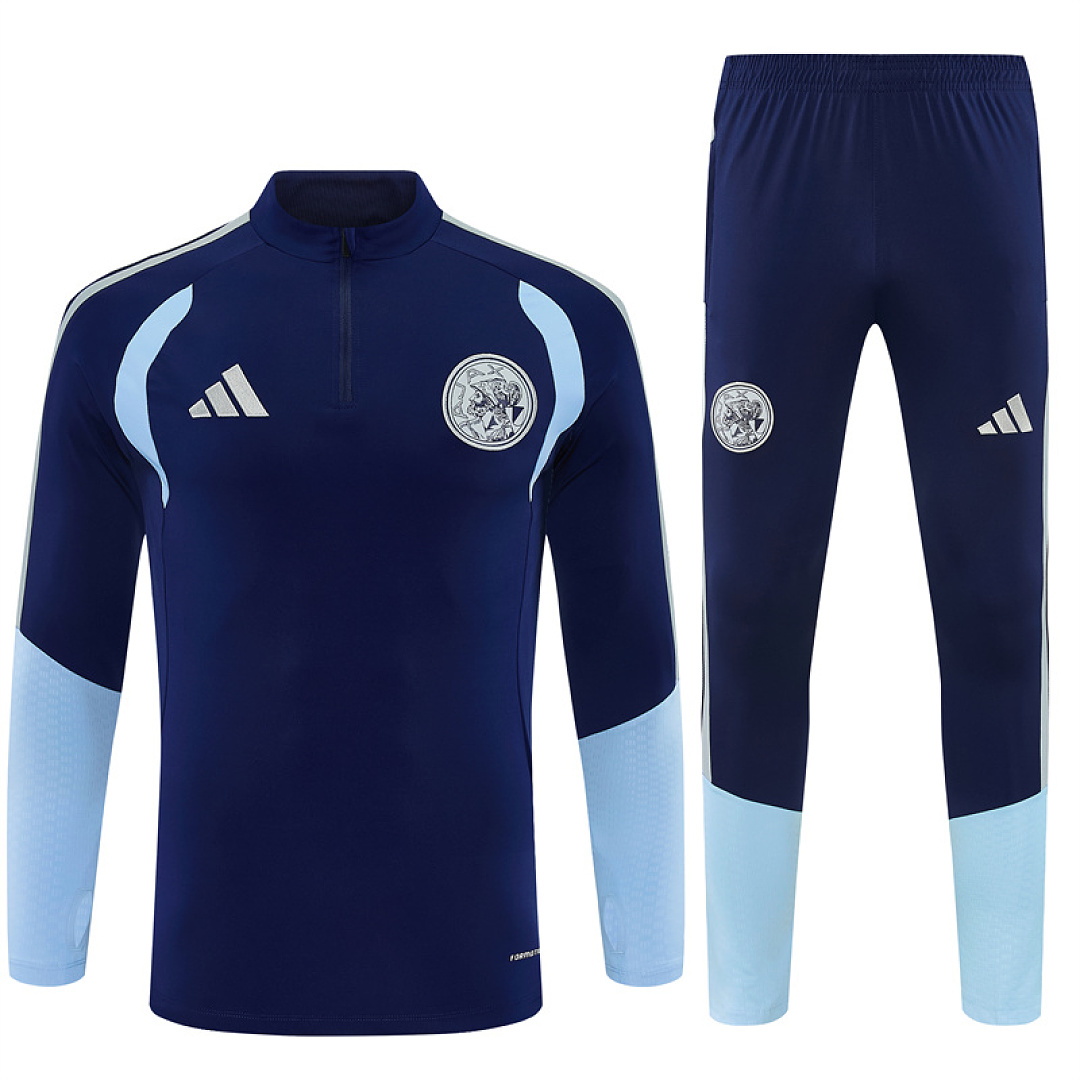 Mens Ajax Half-zip Royal Blue Training Kit Suit 2026/27 Mens Ajax Half-zip Royal Blue Training Kit Suit 2026/27 royal blue top and pants front view