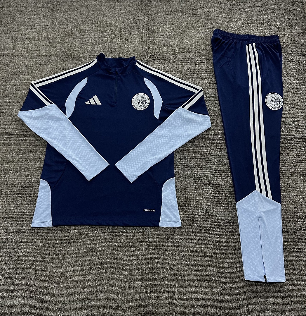 Kids Ajax Half-zip Royal Blue Training Kit Suit 2026/27 Kids Ajax Half-zip Royal Blue Training Kit Suit 2026/27 rear view of shirt and shorts