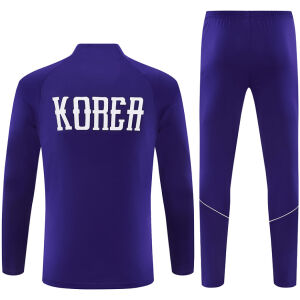 Mens South Korea Half-zip Purple Training Kit Suit 2026 rear view of shirt and shorts