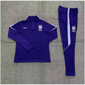 Kids South Korea Half-zip Purple Training Kit Suit 2026 rear view of shirt and shorts