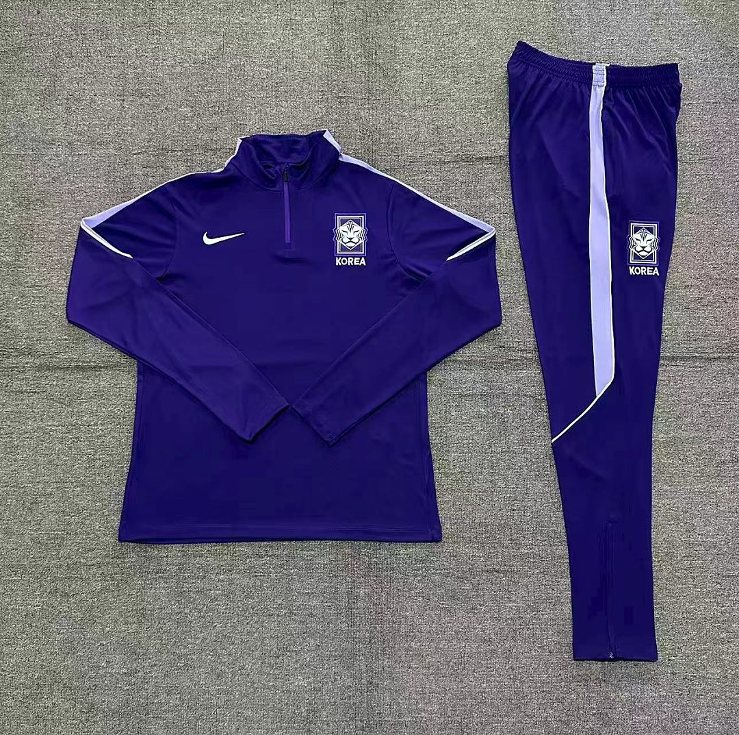 Kids South Korea Half-zip Purple Training Kit Suit 2026 Kids South Korea Half-zip Purple Training Kit Suit 2026 rear view of shirt and shorts