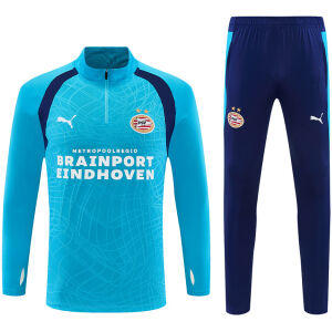 Mens PSV Eindhoven Half-zip Light Blue Training Kit Suit 2026/27 Mens PSV Eindhoven Half-zip Light Blue Training Kit Suit 2026/27 light blue top and navy pants front view