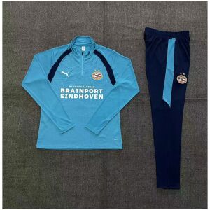 Kids PSV Eindhoven Half-zip Light Blue Training Kit Suit 2026/27 rear view of shirt and shorts