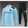 Kids Feyenoord Half-zip Light Blue Training Kit Suit 2026/27 light blue top and black pants front view