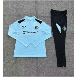 Kids Feyenoord Half-zip Light Blue Training Kit Suit 2026/27 rear view of shirt and shorts