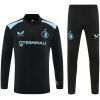 Mens Feyenoord Half-zip Black Training Kit Suit 2026/27 black drill top and pants front view with blue accents