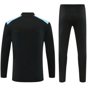 Mens Feyenoord Half-zip Black Training Kit Suit 2026/27 rear view of shirt and shorts