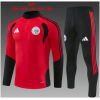 Kids Ajax Half-zip Red Training Kit Suit 2026/27 red drill top and black pants front view