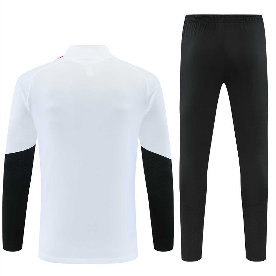 Mens Ajax Half-zip White Training Kit Suit 2026/27 Mens Ajax Half-zip White Training Kit Suit 2026/27 rear view of shirt and shorts