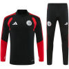 Mens Ajax Half-zip Black Training Kit Suit 2026/27 black drill top and tapered pants front view