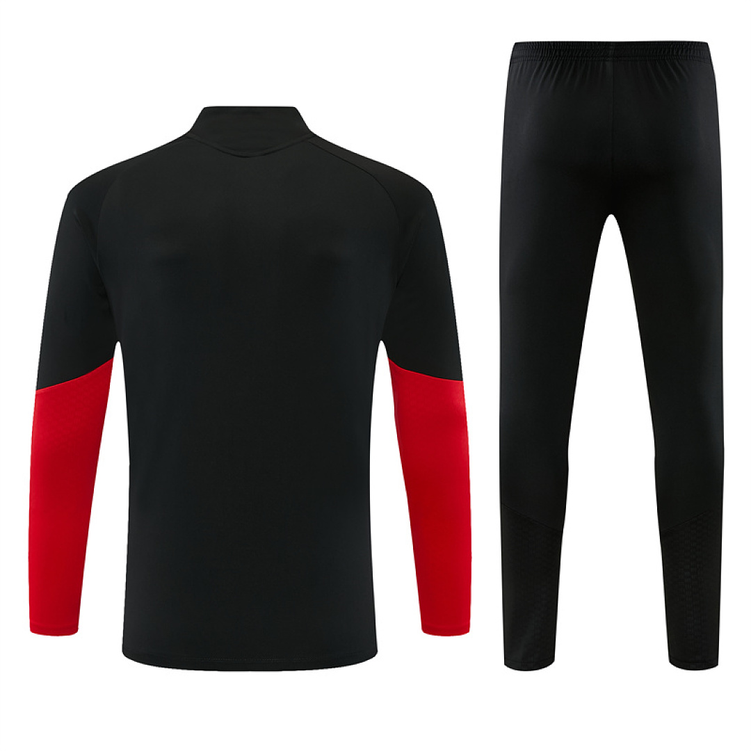 Mens Ajax Half-zip Black Training Kit Suit 2026/27 Mens Ajax Half-zip Black Training Kit Suit 2026/27 rear view of shirt and shorts