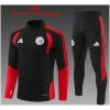 Kids Ajax Half-zip Black Training Kit Suit 2026/27 black drill top and pants front view with red accents