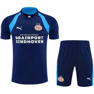 Mens PSV Eindhoven Royal Blue Training Kit 2026/27 Mens PSV Eindhoven Royal Blue Training Kit Kit 2026/27 navy shirt and shorts front view with PSV crest