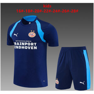 Kids PSV Eindhoven Royal Blue Training Kit 2026/27 Kids PSV Eindhoven Royal Blue Training Kit Kit 2026/27 shirt and matching shorts front view with club crest