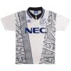 Mens Everton Retro Away Jersey 1994/95 white shirt front view with 90s geometric graphics and blue NEC sponsor
