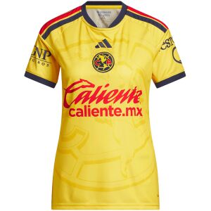 Womens Club America Home Jersey 2026/27 yellow shirt front view with centered crest and red Caliente logo