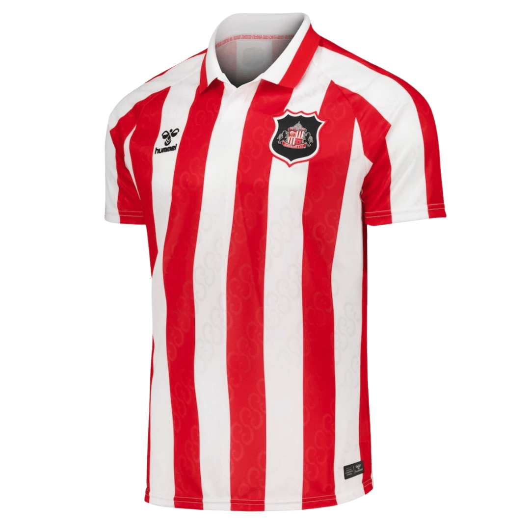 Mens Sunderland AFC Home Jersey 2026/27 Mens Sunderland AFC Home Jersey 2026/27 red and white striped shirt front view with polo collar